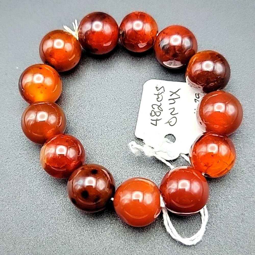 Onyx 18mm Stretch Beaded Round Shape 482 Cts Natural Gemstone Bracelet Size 6.5